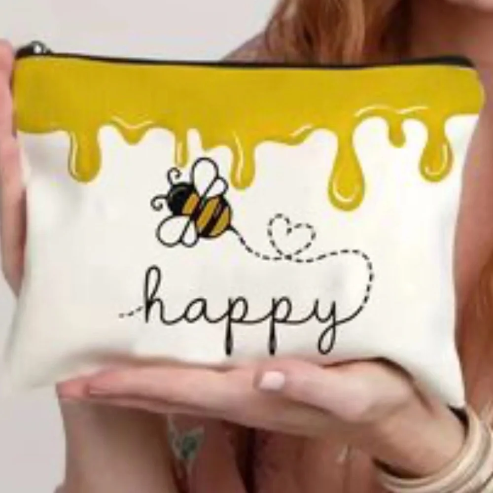 Bee Happy Design Cosmetic Zippered Pouch